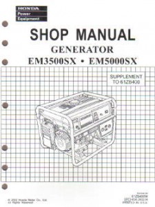 Honda EM3500X EM3500SX EM5000X And EM5000SXK0-K1 Generator Shop Manual