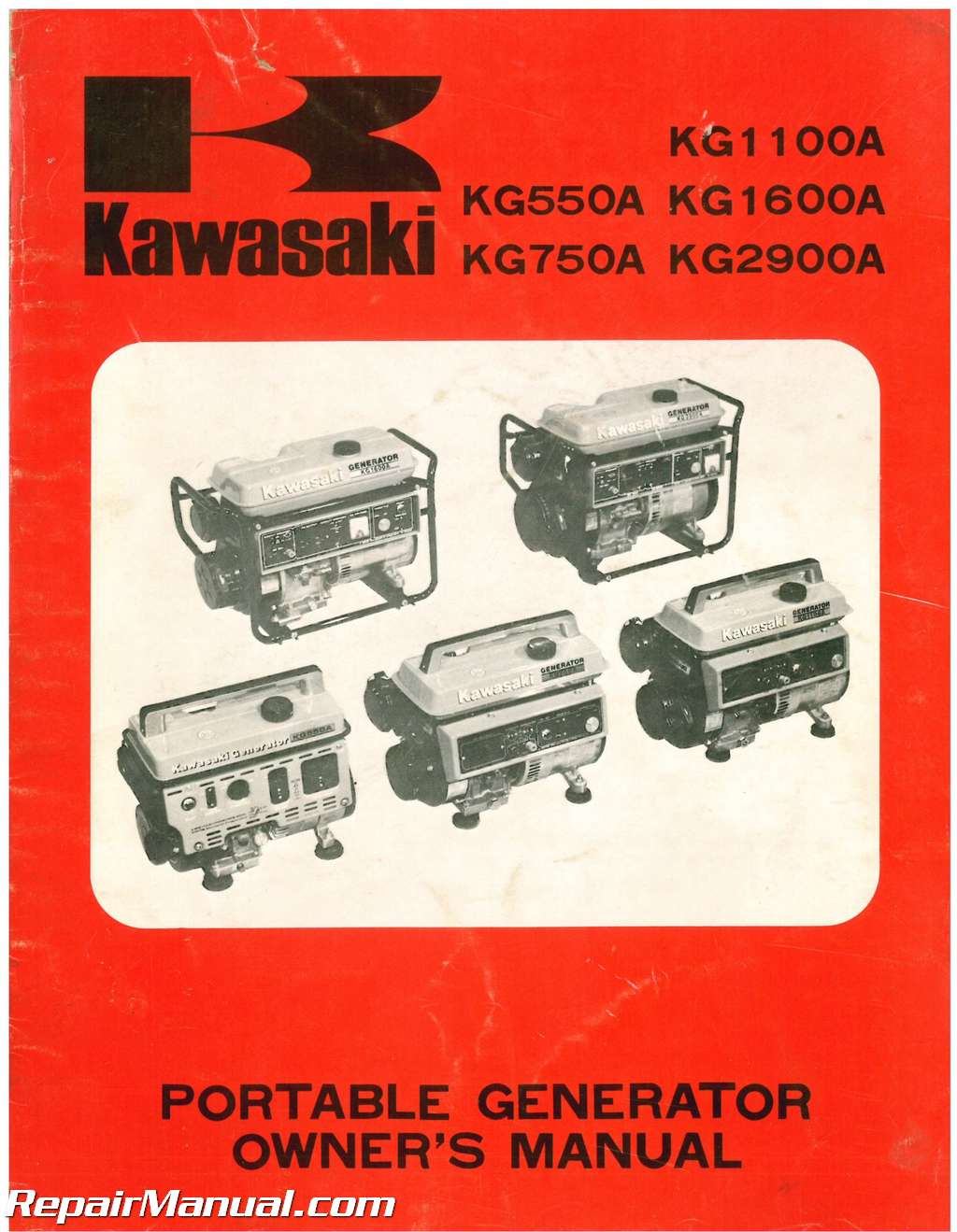 Kawasaki KG550A KG750A KG1100A KG1600A KG2900A Portable Generator Owners Manual 001