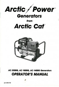 Arctic Cat 1400G 1800G 2200GD Generator Owners Manual