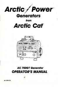 Arctic Cat 750GT Generator Owners Manual